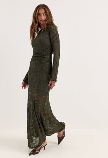 Bubbleroom Long Sleeve Lace Maxi Dress