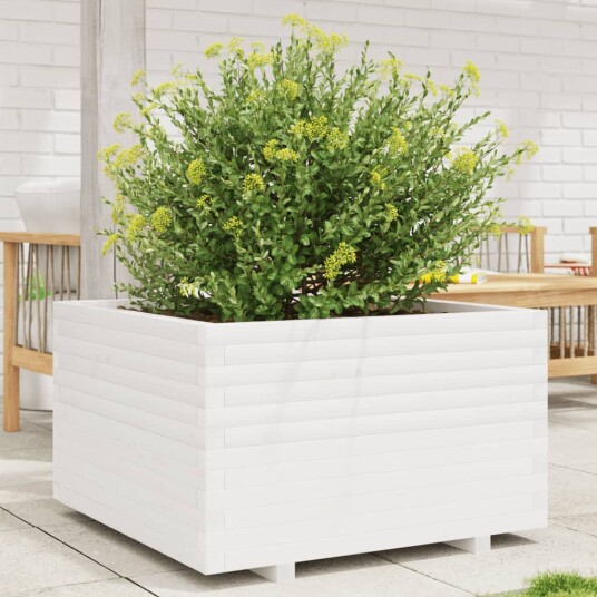  Plantekasse hvit 80x80x49,5 cm heltre furu