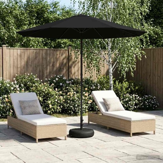 vidaXL Hageparasol med base Rektangulær 2,3 x 2,3 m Polyester Svart