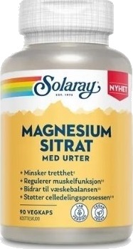 Solaray Magnesium Sitrat 90 kapsler Solaray Magnesium Sitrat 90 kapsler