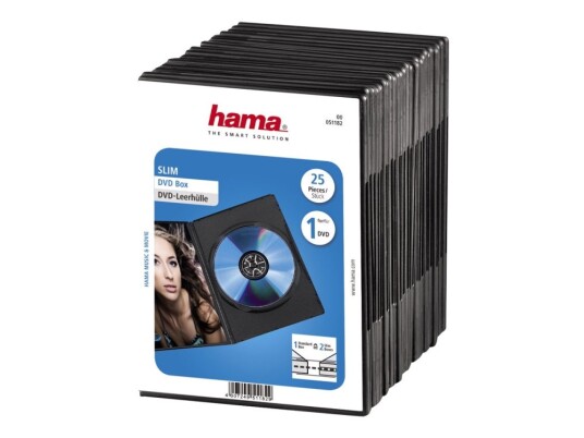 Hama Dvd Slim Box - Lagrings-Dvd Smal Jewel Case - Kapasitet: 1 Dvd - Svart (En Pakke 25)