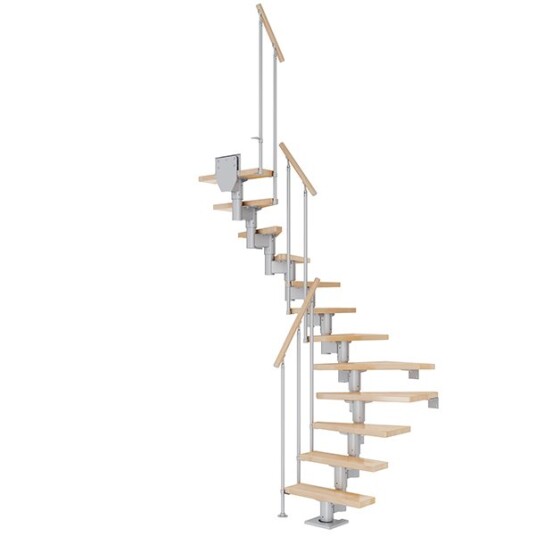 Dolle Dublin U-trapp Pearl Grey-classic Ii-lakkert Bøk -61-13 - Loddret Høyde 259 315 Cm