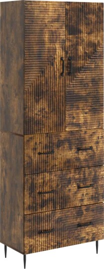 vidaXL Skapsett 2 pcs Røkt Eik 66 x 34,5 x 90 cm Konstruert tre