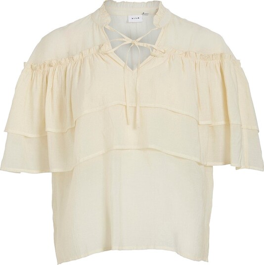 Vila Bluse Viflowy S/S Top Grå