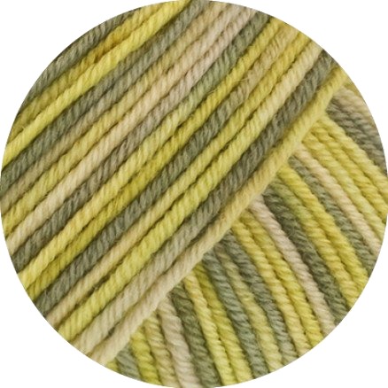 Lana Grossa Cool Wool Garn Print 843 Green Beige Lime Grey Reseda Green