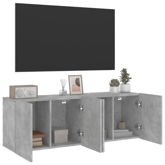 vidaXL Veggmonterte TV-benker 2 stk betonggrå 60x30x41 cm 8721012255296