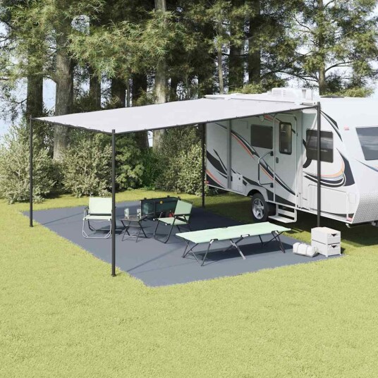 Teppe til telt Blå og grå 700 x 400 cm Polyethylen Teppe til telt Blå og grå 700 x 400 cm Polyethylen