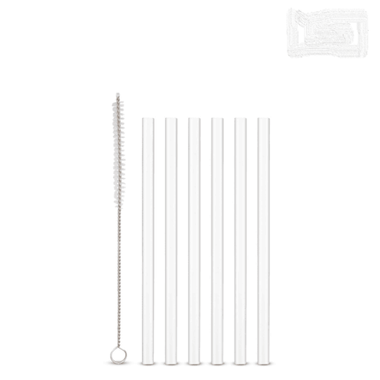 WEIS Sugerør av glass 6pk. 15cm. Rette. Med børste.
