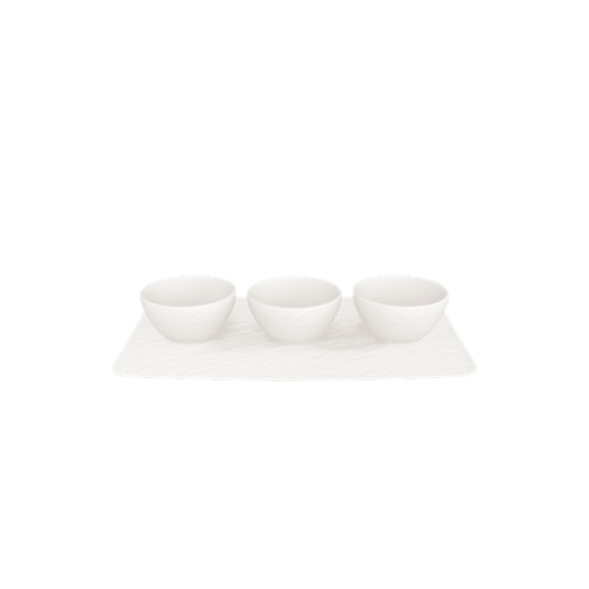 Villeroy & Boch Manufakture Rock dippskål 3 stk. med brett Blanc