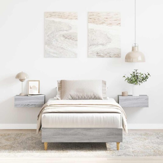  Sengeramme uten madrass grå sonoma 75x190 cm konstruert tre