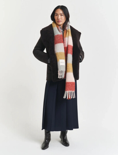 GANT Alpaca Wool Check Scarf - Red - ONE SIZE