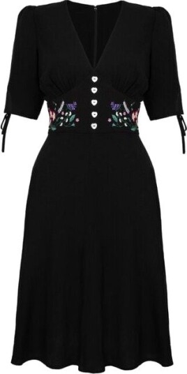 Hell Bunny Rockabilly Middellang kjole Winnie Dress XS til M Damer svart