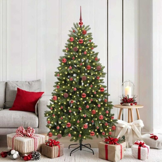  Kunstig juletre med LED  stripelys grønn 180 cm PVC og metall