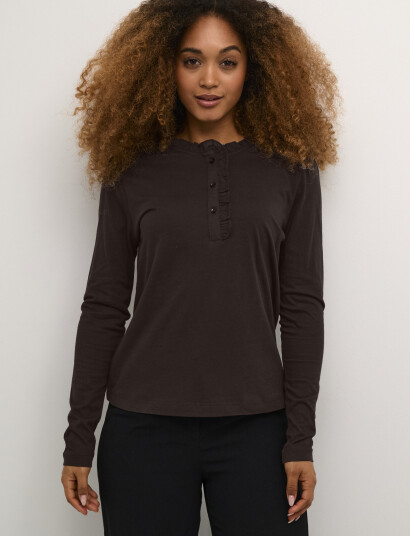 Cream Crnaia Flounce Blouse - Black - XS