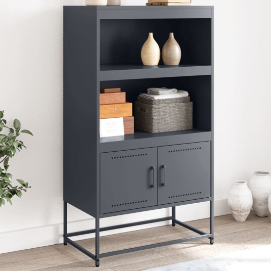 Highboard olivengrønn 68,5x38,5x107 cm stål