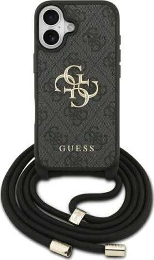 GUESS 4G Big Logo Cord Stap Crossbody Case for iPhone 17 - Black