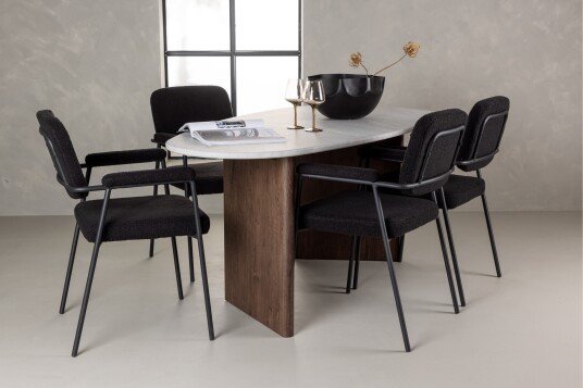 Venture Home Grönvik Spisegruppe 180 cm Oval med 4 Yesterday Stoler Mocca
