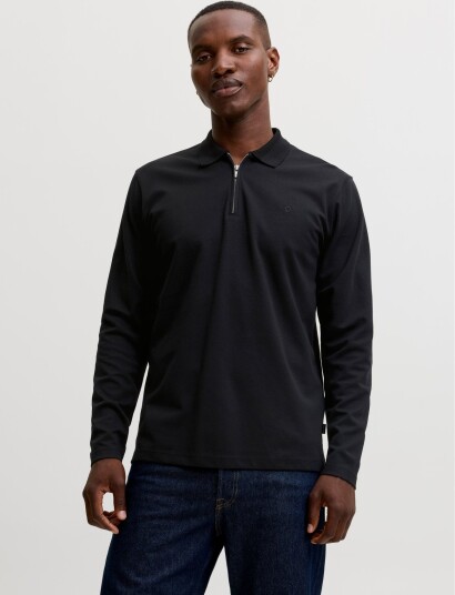 Jack & Jones Jprblaethan Ls Zip Polo Black S