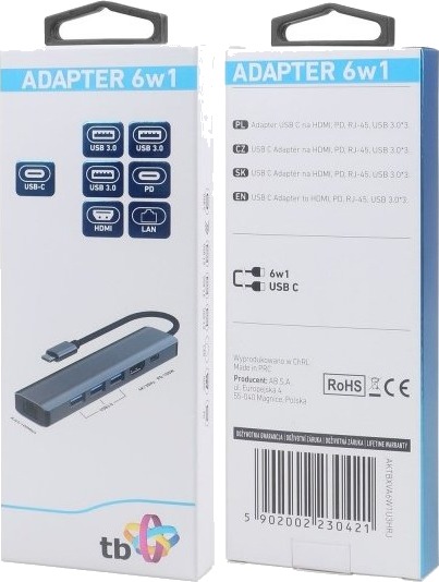 Tb Adapterhub Usb C 6W1 Hdmi Usbx3 Pd Rj 45 Tb Adapterhub Usb C 6W1 Hdmi Usbx3 Pd Rj 45