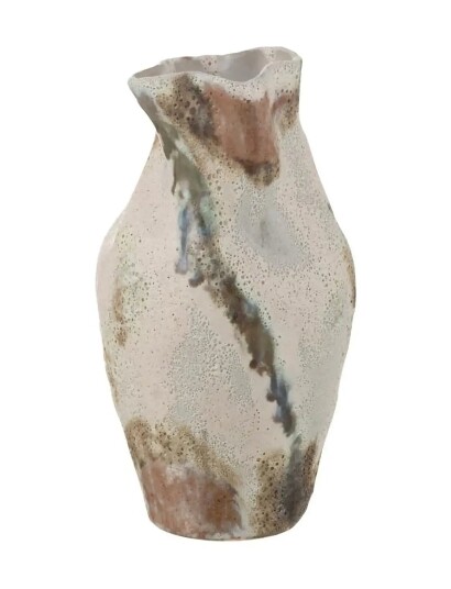J Line Vase Moon Text Dist Clay Mix Beige H26.5CM