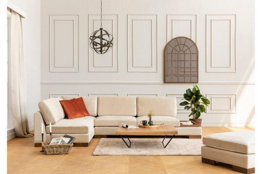 Tulima Sofa med Sjeselong m Krakk Venstre Beige/Natur
