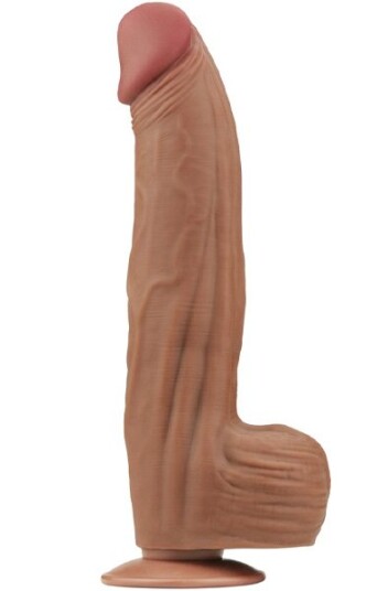Lovetoy Sliding Skin Dual Layer Dildo Brown 31 cm