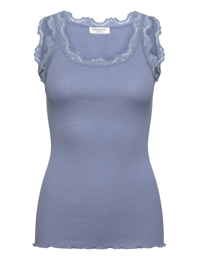 Rosemunde Rwbabette Silk Sl U-Neck Long Lace - Blue - S
