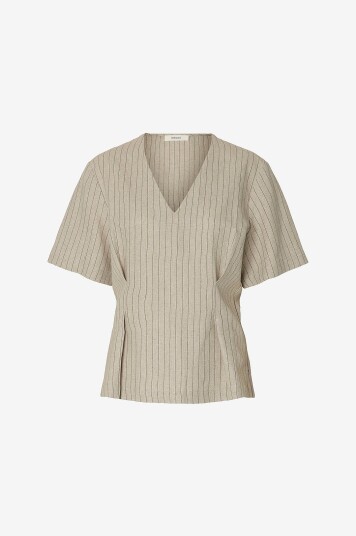 Selected Women   Linbluse slfMariam SS Linen Blend B   Brun