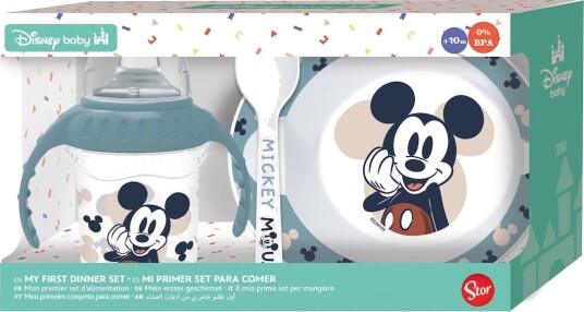 Disney Mikke Og Minni Mus Mikke Mus Babyservise I 3 Deler Flaske Bolle Og Skje
