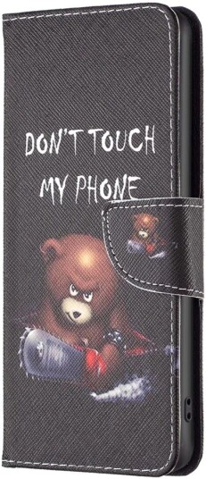 EIDERWOOD iPhone 16 Pro Max Skinn Deksel m. Lommebok og Trykk - "Don't Touch My Phone" - Bjørn
