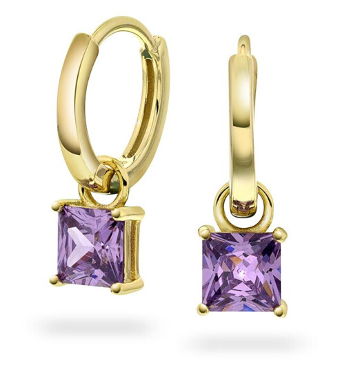 Pan Jewelry, Øreringer i forgylt sølv med lilla zirkonia Pan Jewelry, Øreringer i forgylt sølv med lilla zirkonia