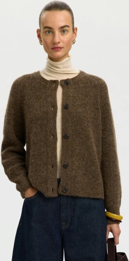 Selected Femme Lulu Long Sleeve Knit Short Cardigan Brun XL