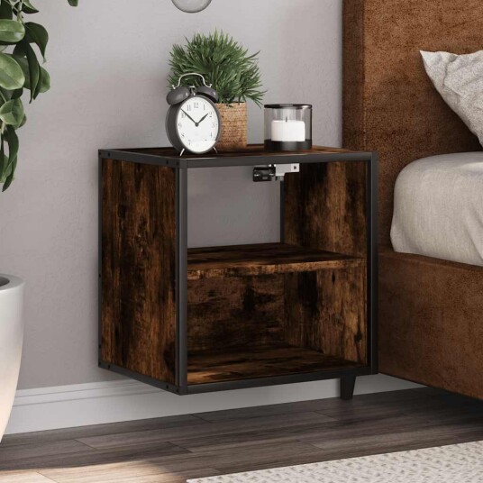  Veggmonterte nattbord 2 stk røkt eik 40x31x39,5 cm 8721102838088
