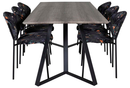 Venture Design Marina & Vault spisegruppe Grå/flerfarget 6 st stoler & bord 180 x 90 cm Venture Design Marina & Vault spisegruppe Grå/flerfarget 6 st stoler & bord 180 x 90 cm