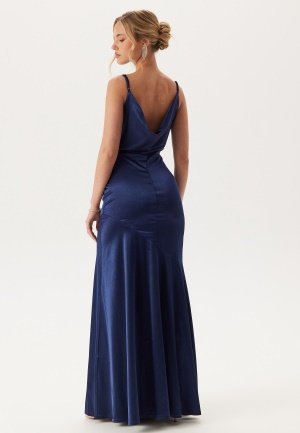 Goddiva Satin Cowl Neck Maxi Dress Navy XXS (UK6) Goddiva Satin Cowl Neck Maxi Dress Navy XXS (UK6)