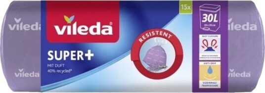 Vileda Søppelsekker Super+ 30,0 L Lilla 15 Stk. 5800445006