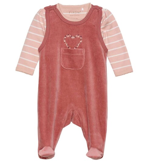Fixoni Body Ls W.velour Romper Pink 50