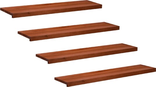 vidaXL Trappetrinn 4 stk. 120 x 25 x 2 cm Brun Massiv bøketre