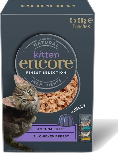 Encore Våtfôr Kitten Jelly Pouch Fineste Utvalg 2 Varianter 5 X 50 G