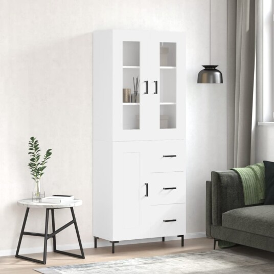 vidaXL Highboard hvit 69,5x34x180 cm konstruert tre 8720845480790
