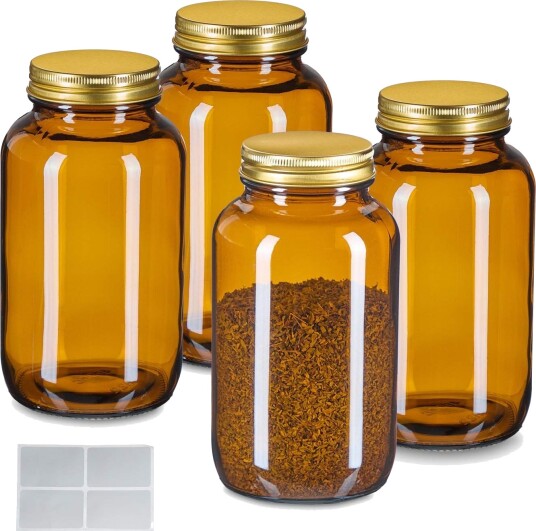 Gule glasskrukker 400 ml – UV beskyttelse lufttett forsegling