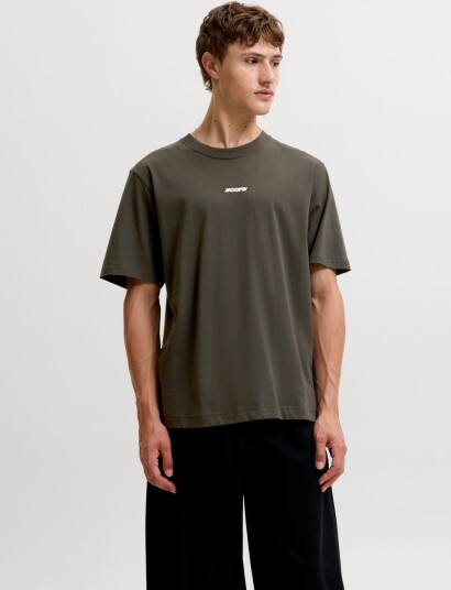 Jack & Jones Jcoclub Back Script Tee Ss Crew Neck Sn Khaki green XL