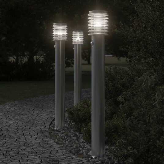 Utendørs gulvlampe med sensor sølv 110 cm rustfritt stål