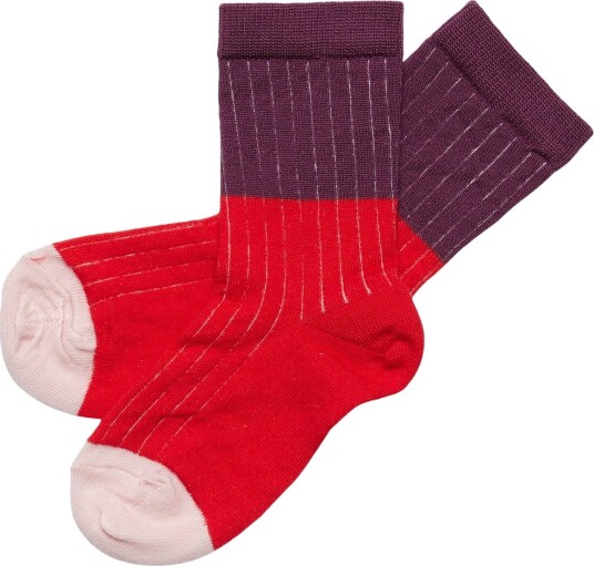 FUB Sokker   2 pack   Ull   Classic+ Rød kontrast   FUB   25/28   Sokker Bordeaux Lilla Rosa   25 28