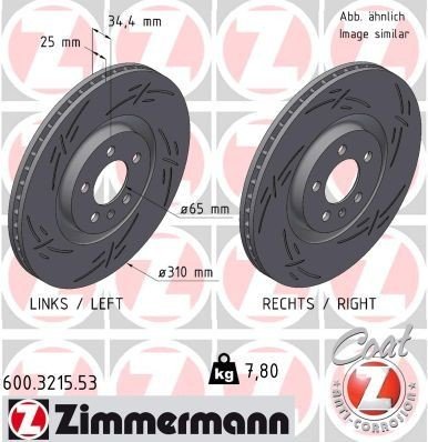 Bremseskive ZIMMERMANN 600.3215.53 Bremseskive ZIMMERMANN 600.3215.53