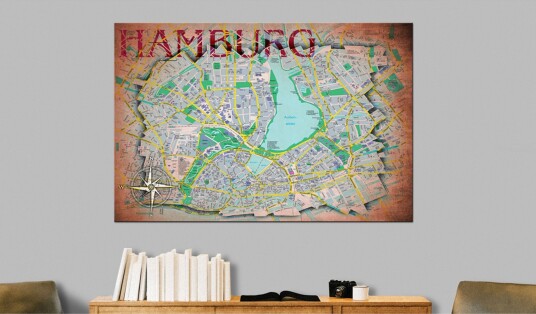 Tavle Map Of Hamburg 60X40 Artgeist sp. z o. o.