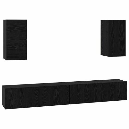 Vegghylle for TV Veggmontert 6 pcs Svart eik Konstruert tre Vegghylle for TV Veggmontert 6 pcs Svart eik Konstruert tre