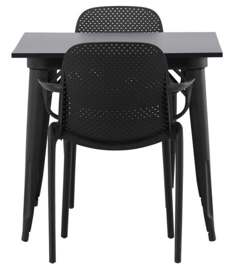 Venture Design Tempe & Baltimore spisegruppe Svart/svart 2 stoler & bord 80 x 80 cm