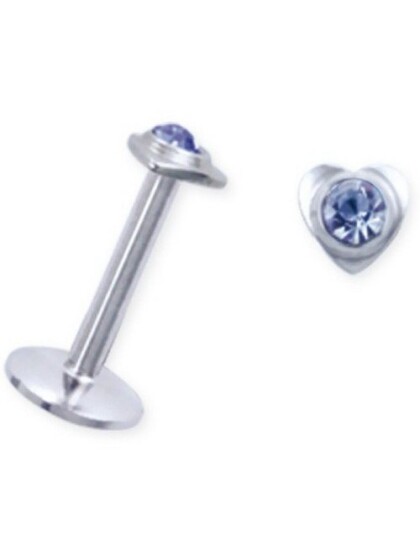 Labret with Heart and Light Blue Stone Strl 1.2 x 8 mm Labret with Heart and Light Blue Stone Strl 1.2 x 8 mm