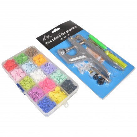 Infinity Hearts Trykknapper i Plastboks med verktøy Plast 15 Ass Farger 12mm 150 stk 